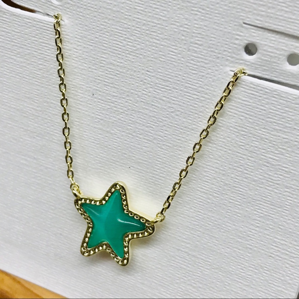 Kendra Scott Jae Star Emerald Cat’s eye necklace gold tone